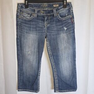 Silver Jeans Tuesday Crop Womens Low Rise Distressed Denim W29 Y2k